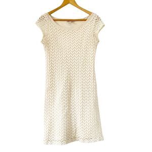 Banana Republic Heritage "Cocoon" Cream Cap Sleeve‎ Crochet Chevron Sheath Dress